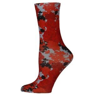Free People Socks One Size Crew Cut Mid Calf Floral Print New